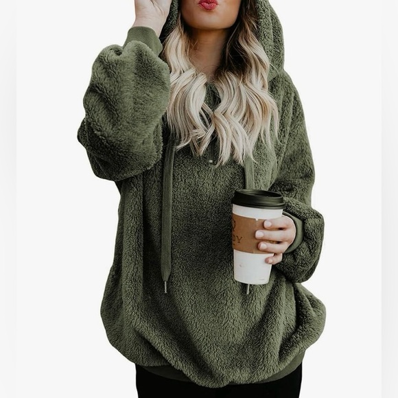 Womens Fuzzy Hoodies Pullover Fleece - Picture 1 of 4